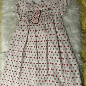 Floral Kids Dress in White and Pink